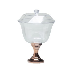 TAÇA C/TAMPA CROMADA ROSE GOLD