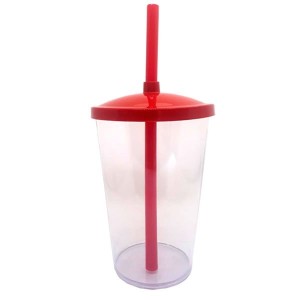 COPO C/TAMPA E CANUDO 500ML VERMELHO